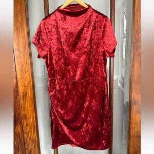 Vintage Fashion Nova Red Crushed Velvet Mini Dress 1X 90s Y2K Grunge Whimsigoth